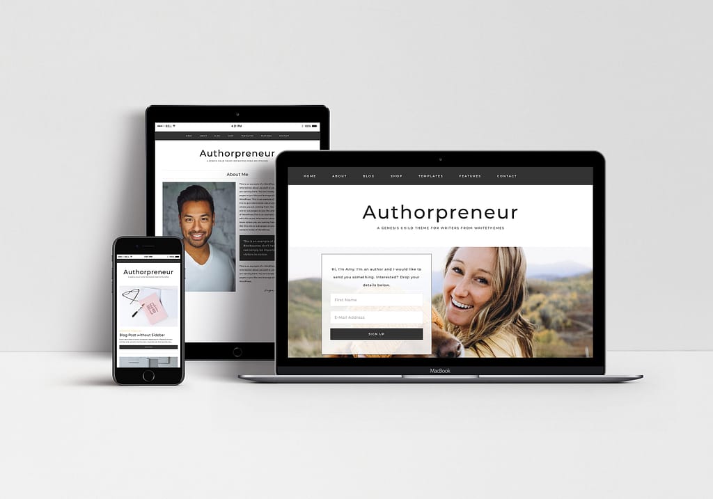 Website templates for writers